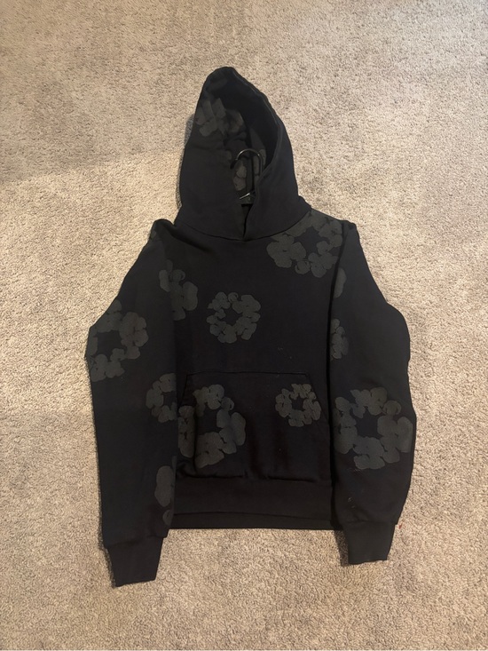 Denim Tears Other - Black Floral-Print Hoodie Sweatshirt - Unbranded